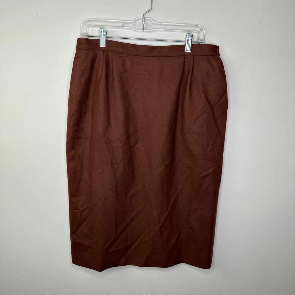 VINTAGE Pendleton Brown 100% Wool Skirt sz 14